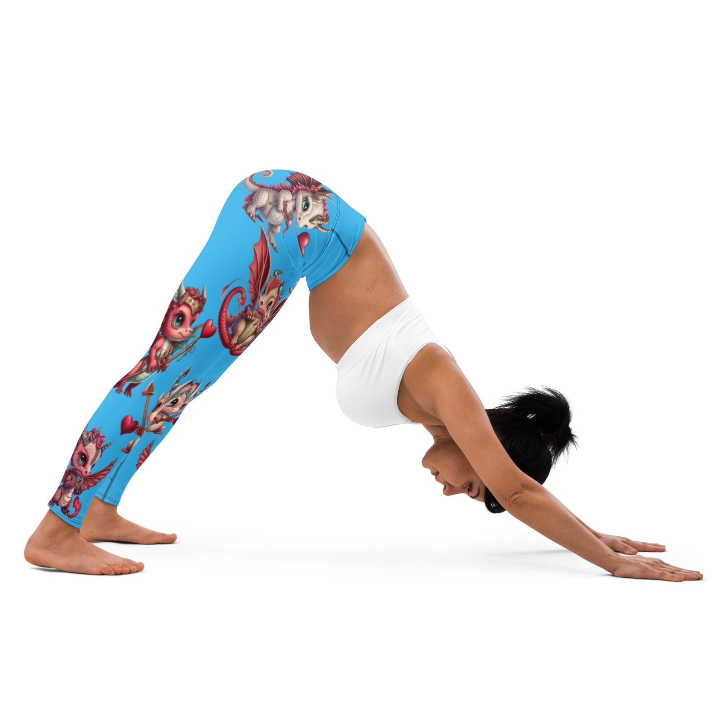 Blue Valentine's, Valentine's Day, Cute Dragon Valentines, Valentines Day Leggings, High Waisted leggings