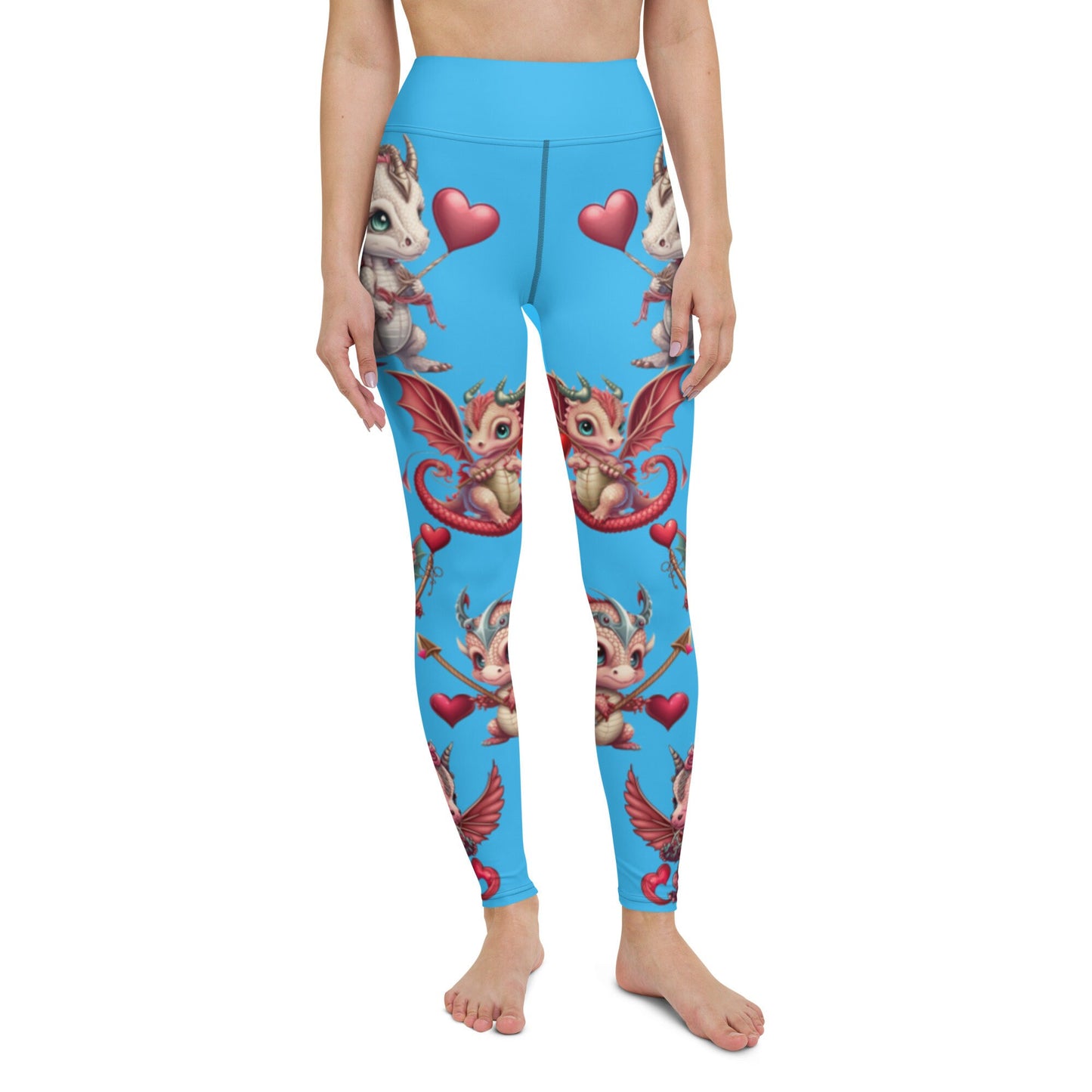 Blue Valentine's, Valentine's Day, Cute Dragon Valentines, Valentines Day Leggings, High Waisted leggings