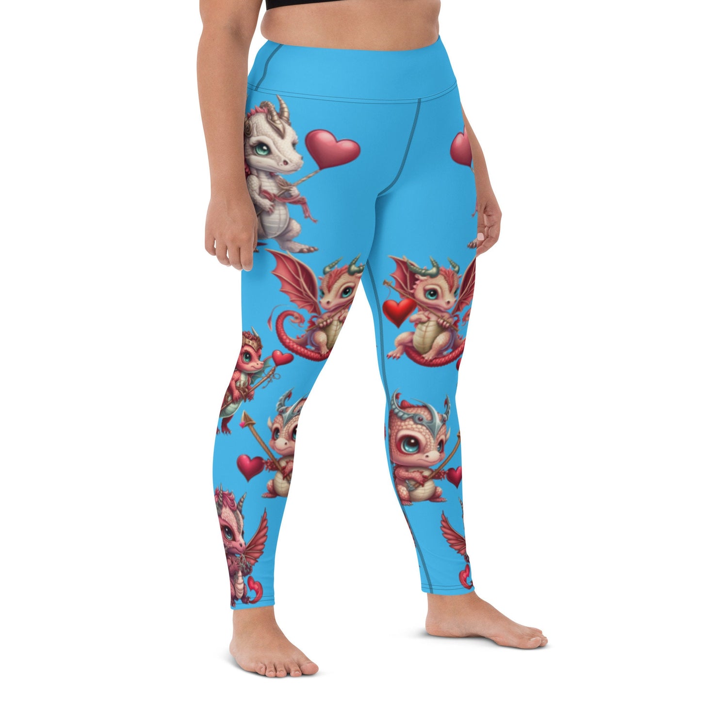 Blue Valentine's, Valentine's Day, Cute Dragon Valentines, Valentines Day Leggings, High Waisted leggings