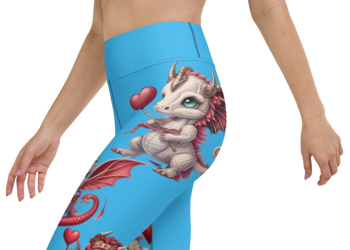 Blue Valentine's, Valentine's Day, Cute Dragon Valentines, Valentines Day Leggings, High Waisted leggings