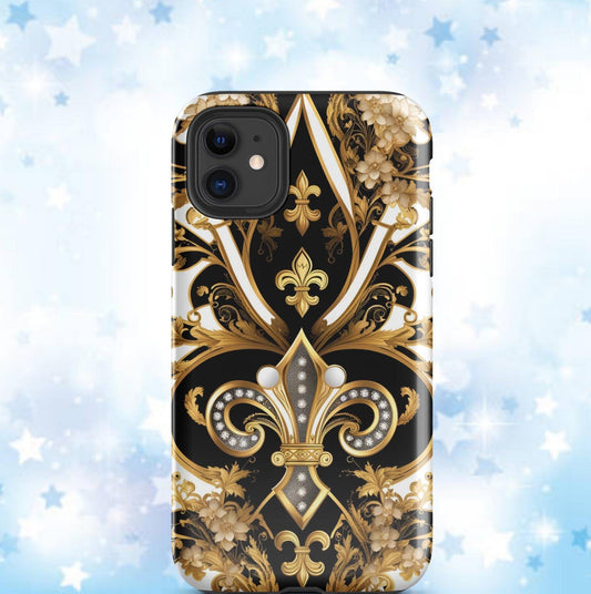 Tough Case for iPhone®, Gold and Black fleur de lis, New Orleans phone case, Louisiana iphone case, popular iphone case, bestseller phone