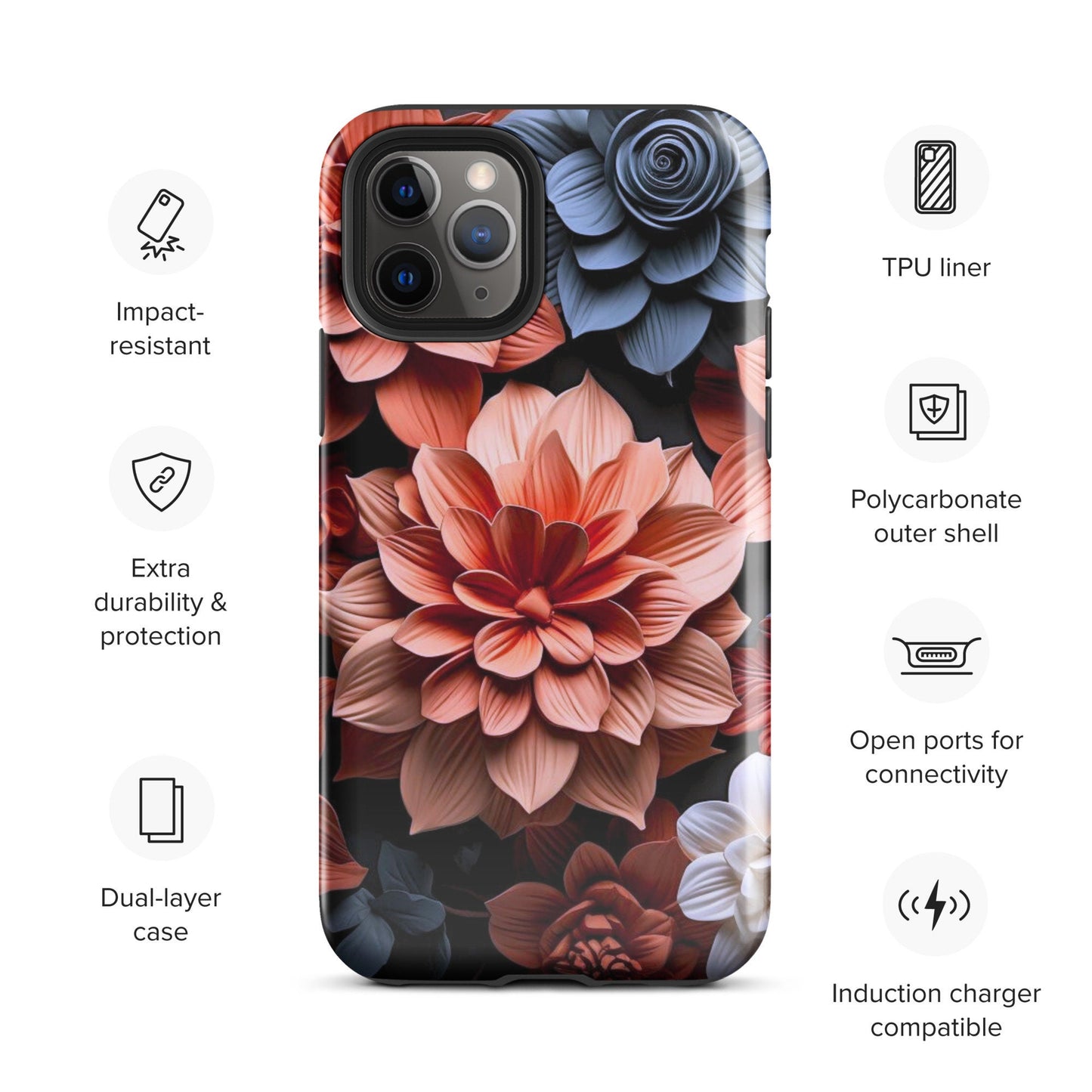 Clay Flower iphone case, impact resistant phone case, trending phone case, popular phone case, Tough Case for iPhone®