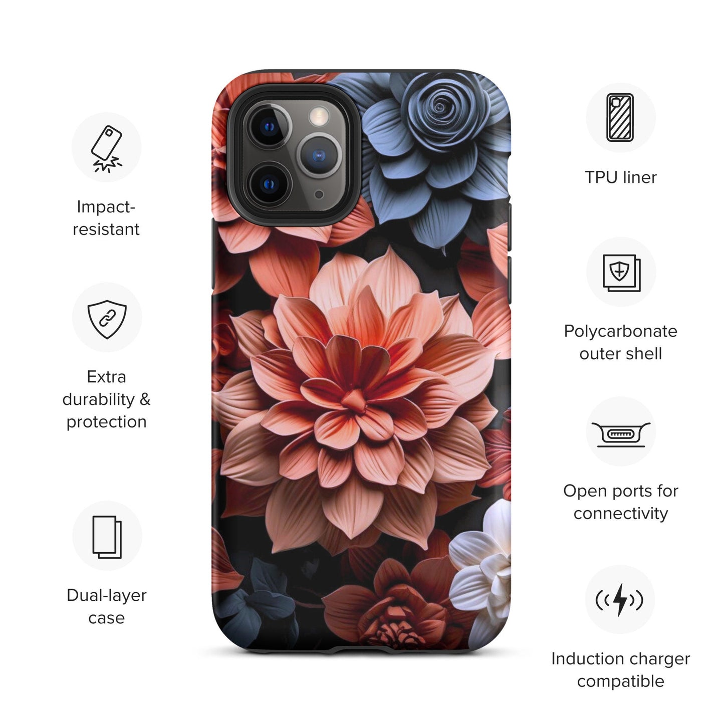 Clay Flower iphone case, impact resistant phone case, trending phone case, popular phone case, Tough Case for iPhone®