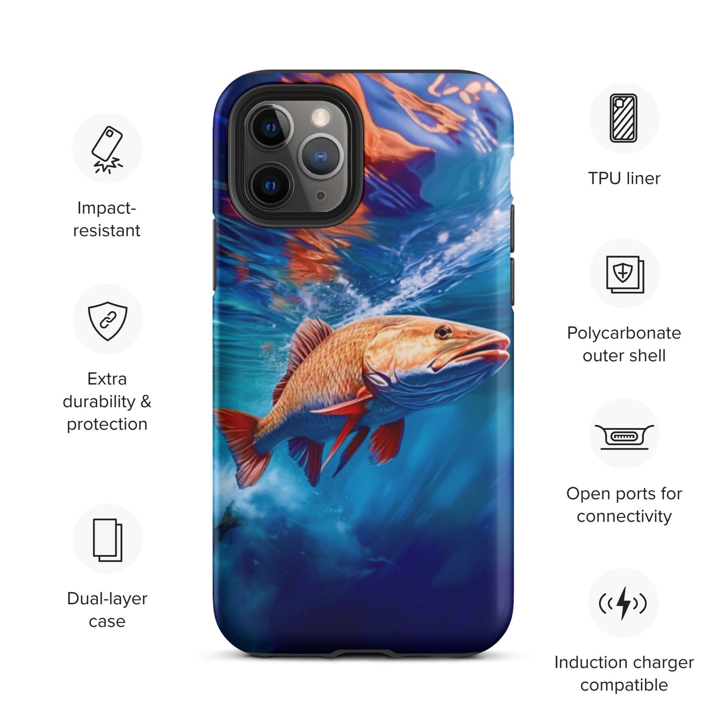 Fish cell phone case, iphone fish cell phone cover, fishing cell phone case, phone case for him, Tough Case for iPhone®