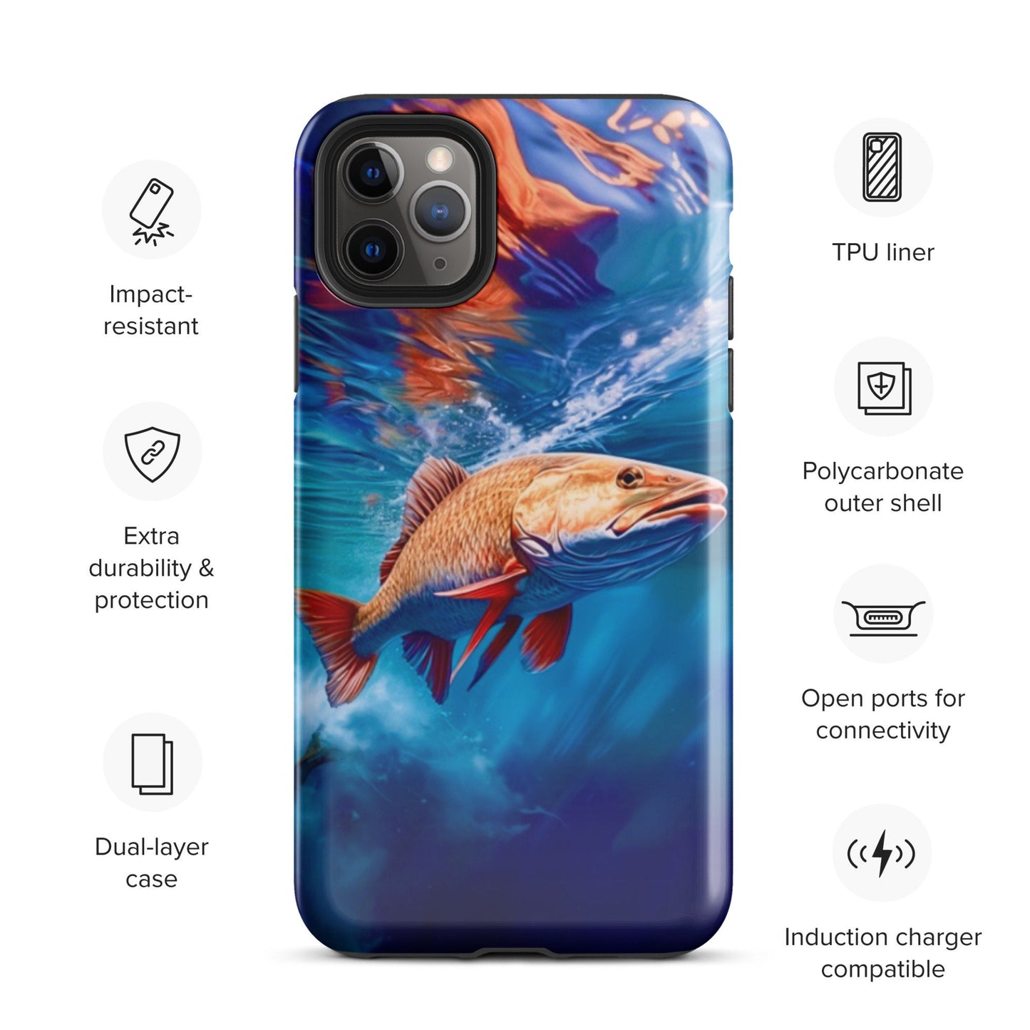 Fish cell phone case, iphone fish cell phone cover, fishing cell phone case, phone case for him, Tough Case for iPhone®