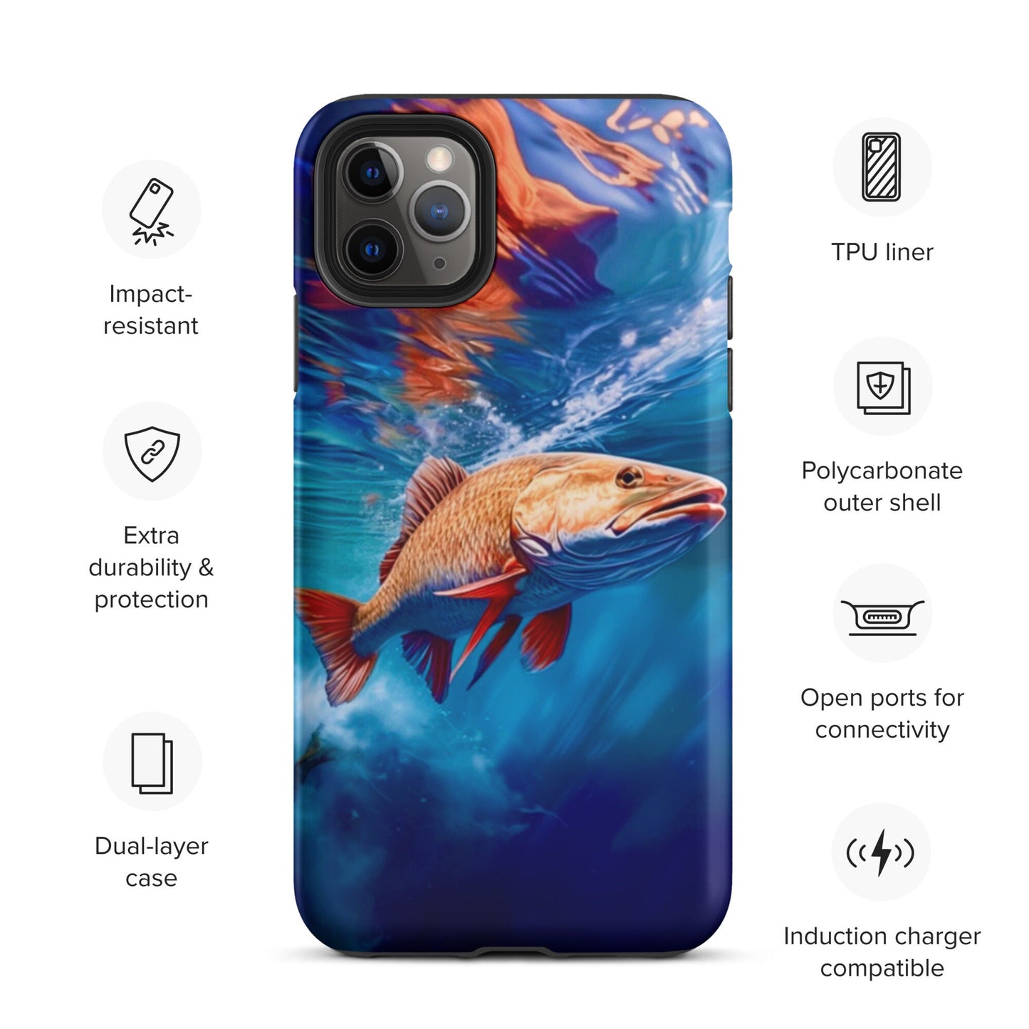 Fish cell phone case, iphone fish cell phone cover, fishing cell phone case, phone case for him, Tough Case for iPhone®