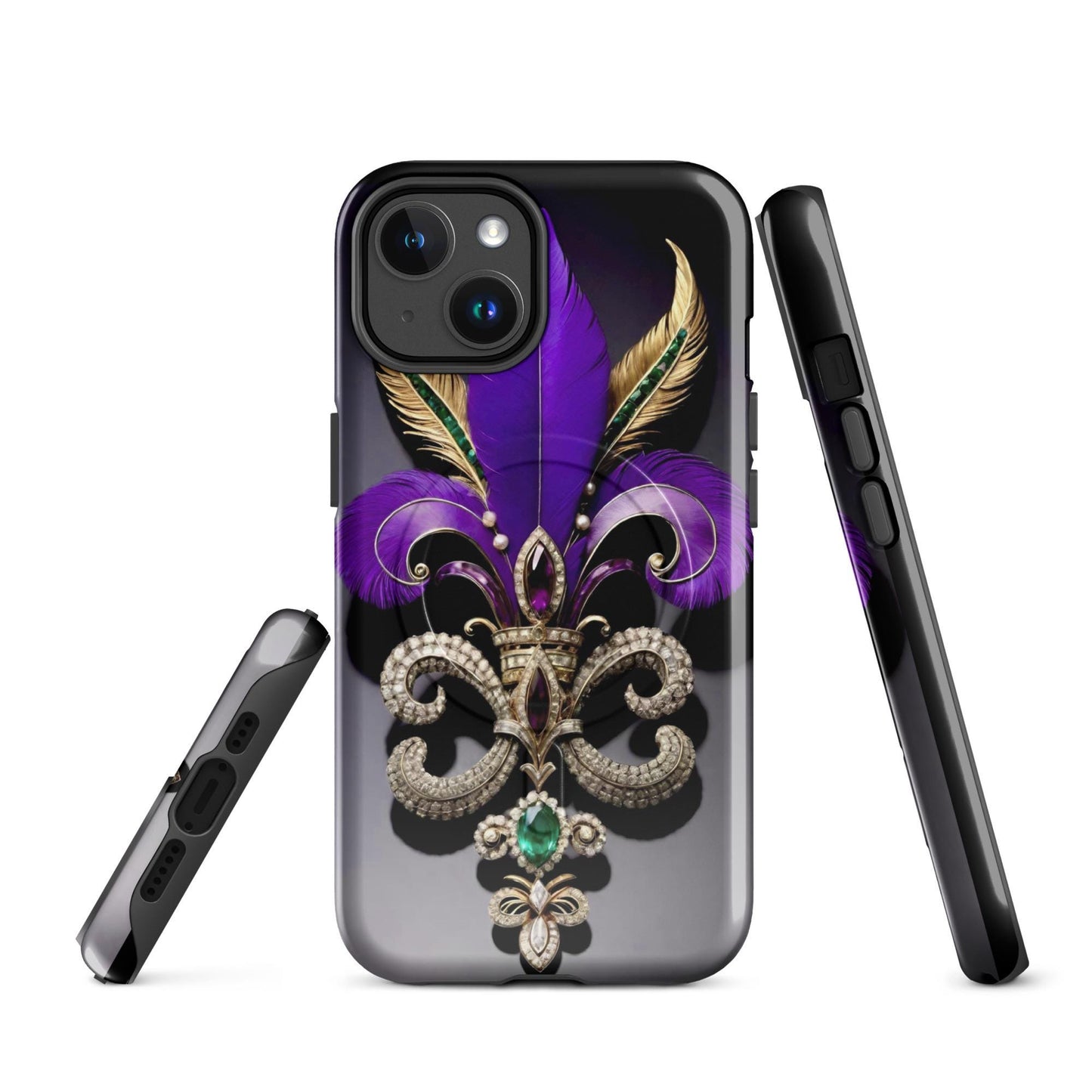 MagSafe® tough case for iPhone®, Mardi Gras , New Orleans, Nola, Fleur de lis, Carnival phone Case, Iphone 16, Iphone 16 max, iphone 16 pro