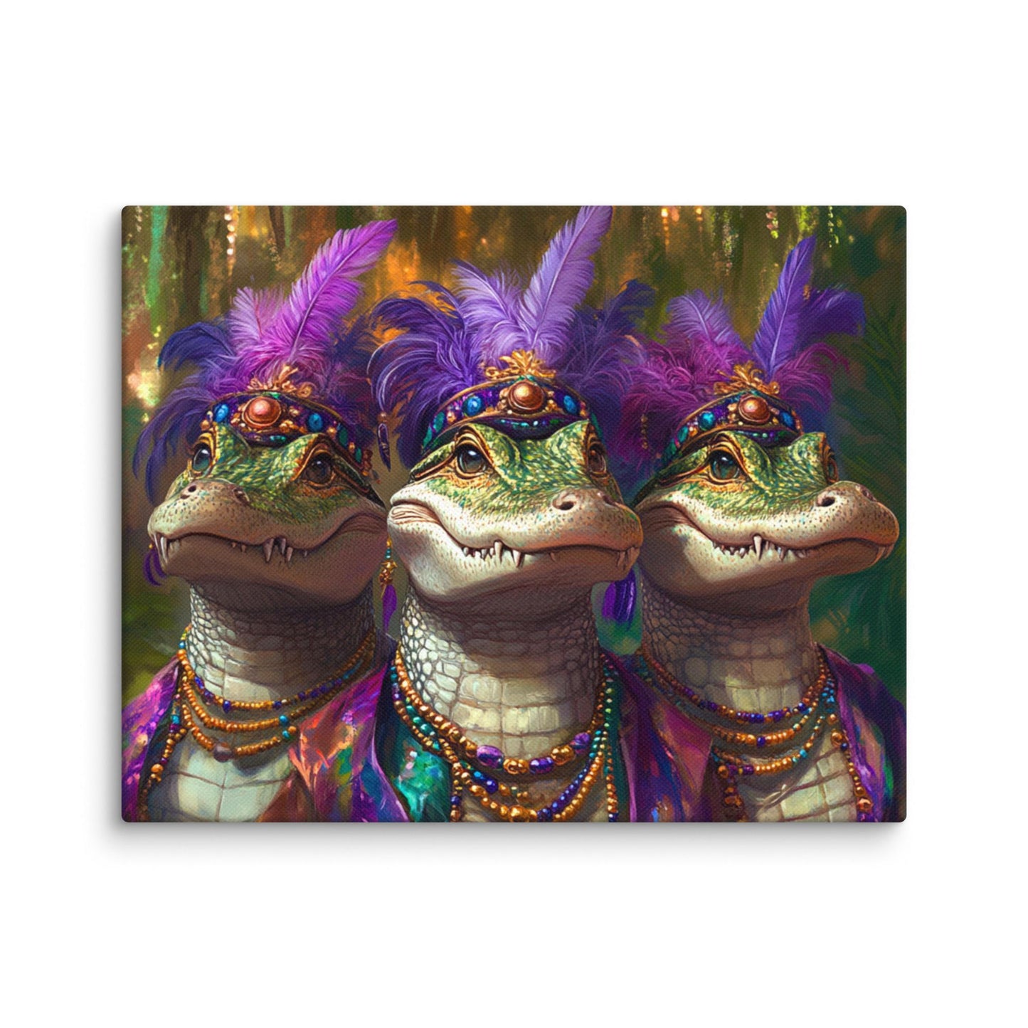 Mardi Gras Canvas, Mardi Gras Art, Mardi Gras Picture, Mardi Gras poster, Alligator art, Alligator Mardi Gras, Louisiana Art, New Orleans