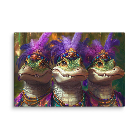 Mardi Gras Canvas, Mardi Gras Art, Mardi Gras Picture, Mardi Gras poster, Alligator art, Alligator Mardi Gras, Louisiana Art, New Orleans