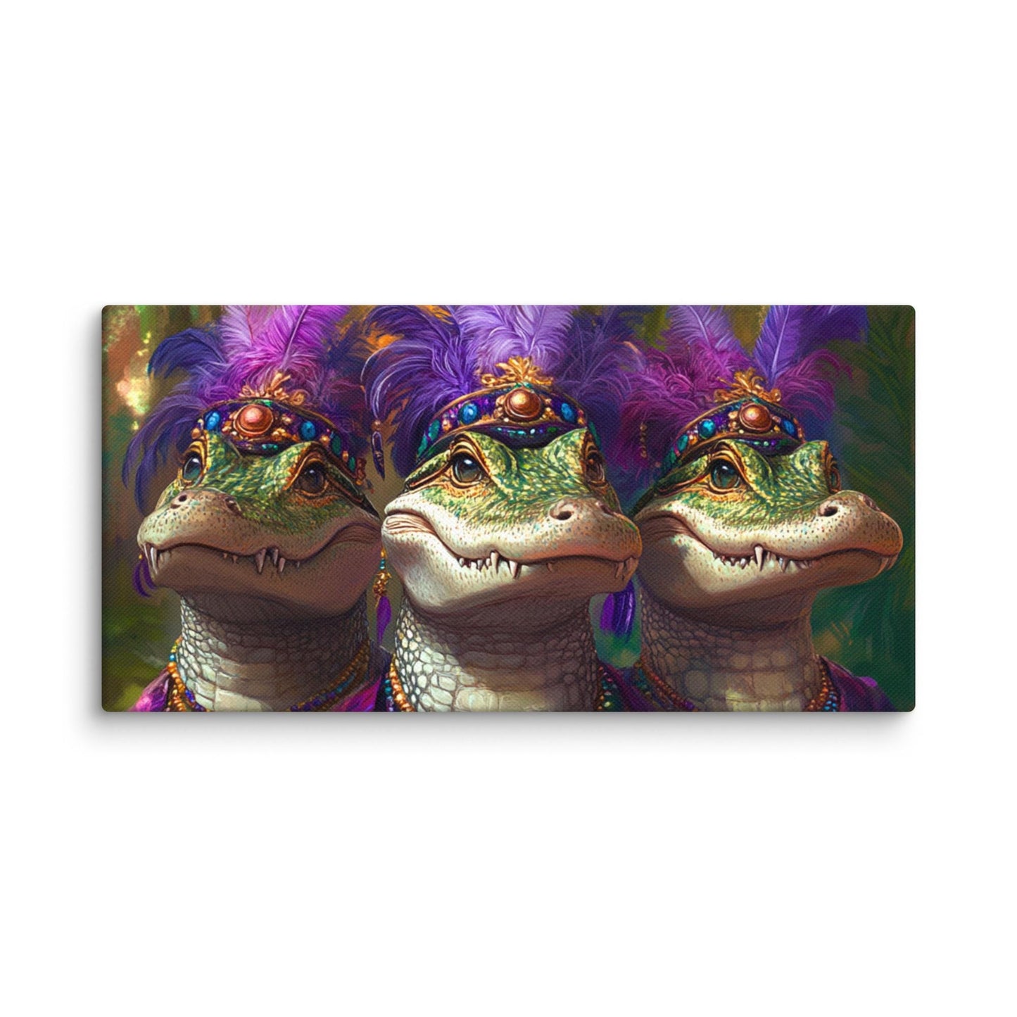 Mardi Gras Canvas, Mardi Gras Art, Mardi Gras Picture, Mardi Gras poster, Alligator art, Alligator Mardi Gras, Louisiana Art, New Orleans