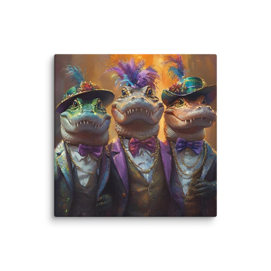 Mardi Gras Canvas, Mardi Gras Art, Mardi Gras Picture, Mardi Gras poster, Alligator art, Alligator Mardi Gras, Louisiana Art, New Orleans