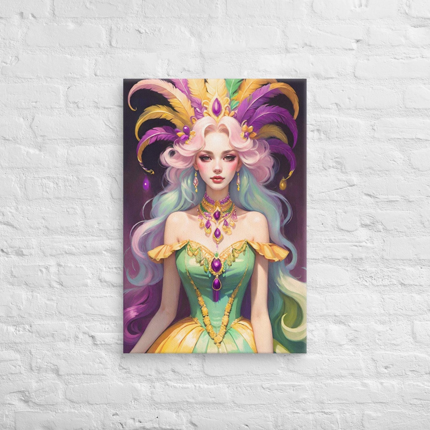 Mardi Gras Canvas, Mardi Gras Art, Mardi Gras Picture, Mardi Gras poster, Alligator art, Alligator Mardi Gras, Louisiana Art, New Orleans