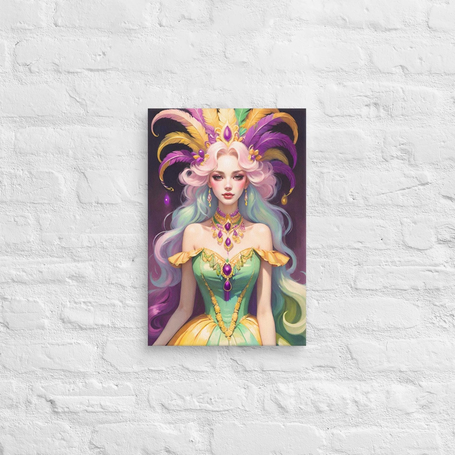 Mardi Gras Canvas, Mardi Gras Art, Mardi Gras Picture, Mardi Gras poster, Alligator art, Alligator Mardi Gras, Louisiana Art, New Orleans