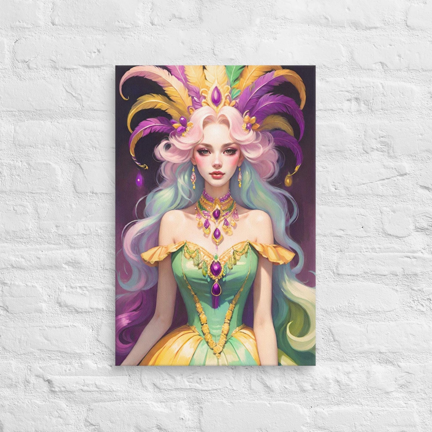Mardi Gras Canvas, Mardi Gras Art, Mardi Gras Picture, Mardi Gras poster, Alligator art, Alligator Mardi Gras, Louisiana Art, New Orleans