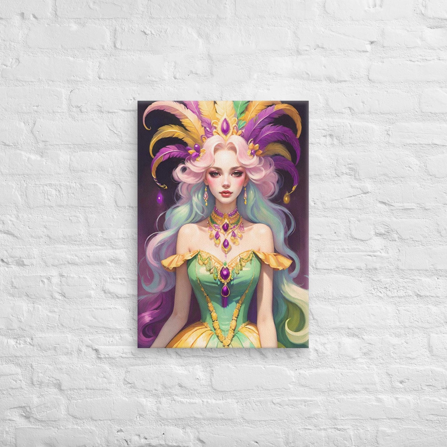 Mardi Gras Canvas, Mardi Gras Art, Mardi Gras Picture, Mardi Gras poster, Alligator art, Alligator Mardi Gras, Louisiana Art, New Orleans