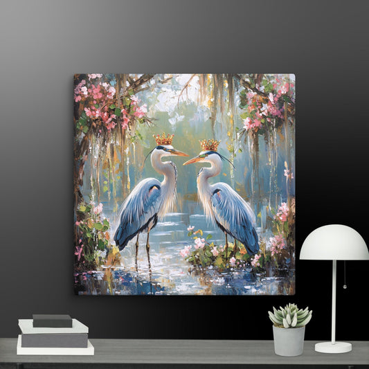 Blue Heron print on Canvas, Swamp picture. Louisiana Artwork. Bird painting, anutcase, New Orleans Art