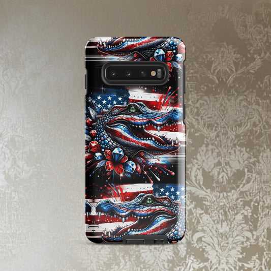 Red, white and Blue phone Case, July 4th Samsung Android phone case, Alligator phone case, patriotic phone case,Tough case for Samsung®