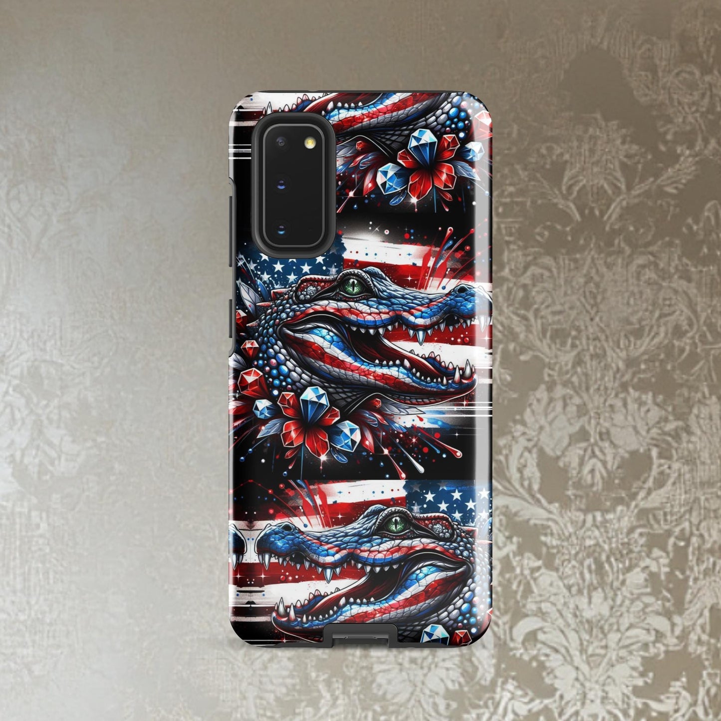 Red, white and Blue phone Case, July 4th Samsung Android phone case, Alligator phone case, patriotic phone case,Tough case for Samsung®