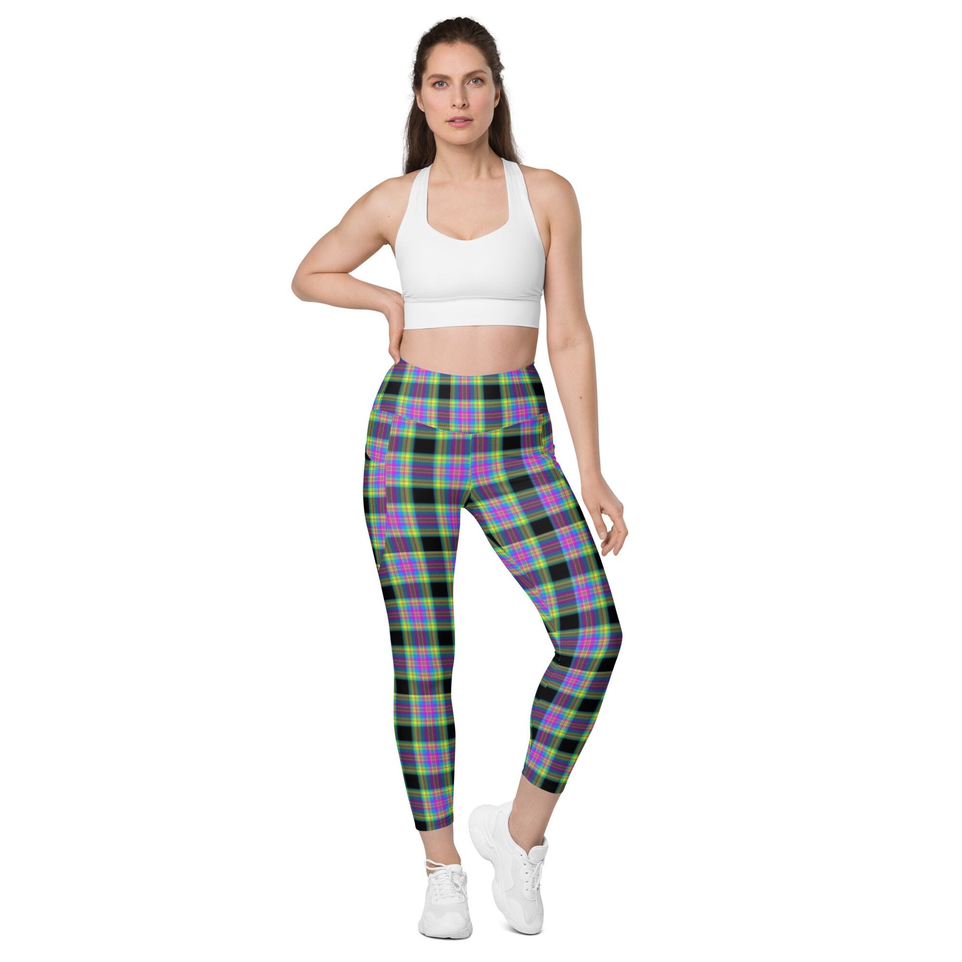 Neon plaid Leggings with pockets