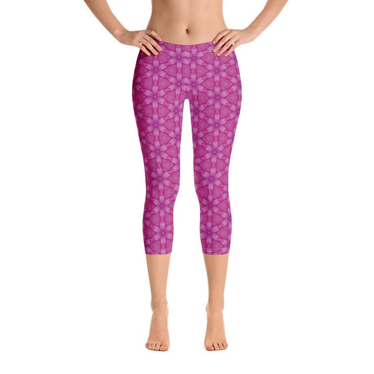 Pink Capri Leggings, Pink Workout Leggings, Pink Yoga leggings, Womens leggings, Exercise Leggings, Workout Leggings, Fun Leggings