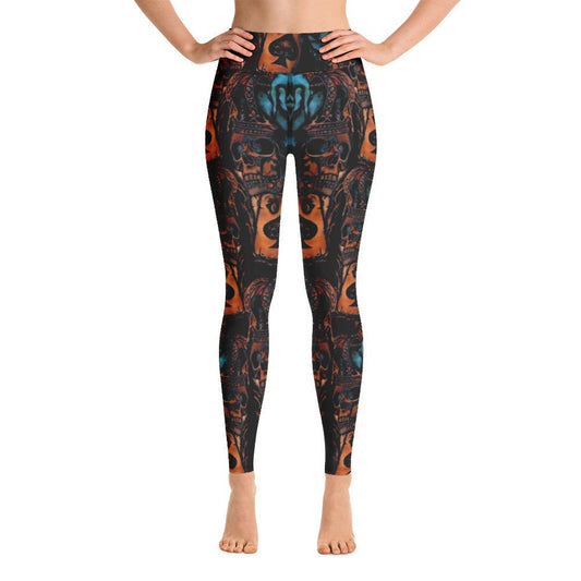 Joker Skull Yoga Leggings, Cool Christmas Gift Leggings, Emo Girl leggings, Artist made leggings, Cool Leggings, Blue Rose Leggings