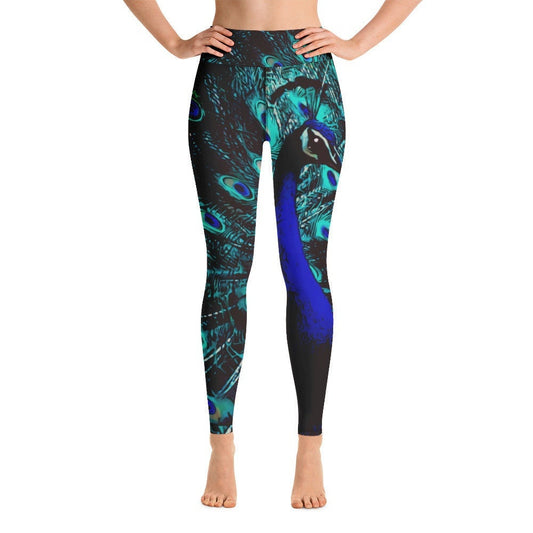 Peacock Yoga Leggings, Cute Womens leggings, Girl leggings, Colorful leggings, Christmas leggings, Holiday leggings, Cute leggings for girls