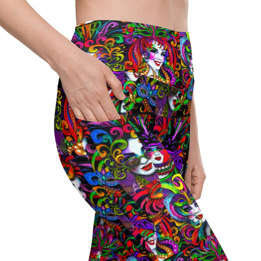 Mardi Gras, New Orleans leggings, Plus size leggings with pockets, Louisiana leggings, Crew leggings, French Quarter leggings