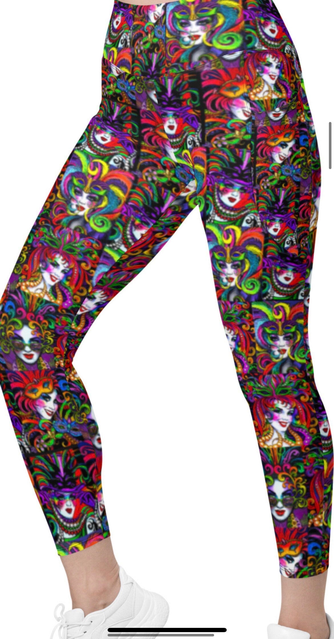 Mardi Gras, New Orleans leggings, Plus size leggings with pockets, Louisiana leggings, Crew leggings, French Quarter leggings
