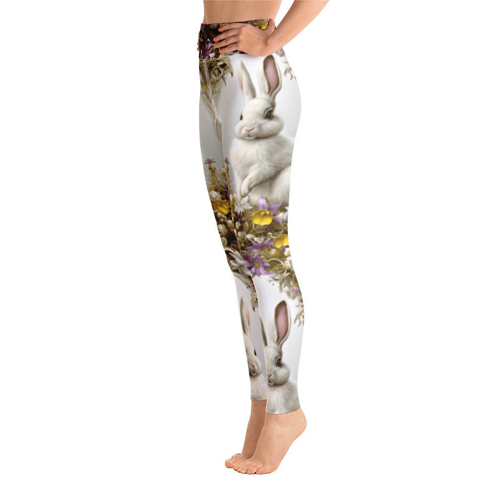 Easter, Easter bunny, Easter gift for her, high waisted Yoga Leggings