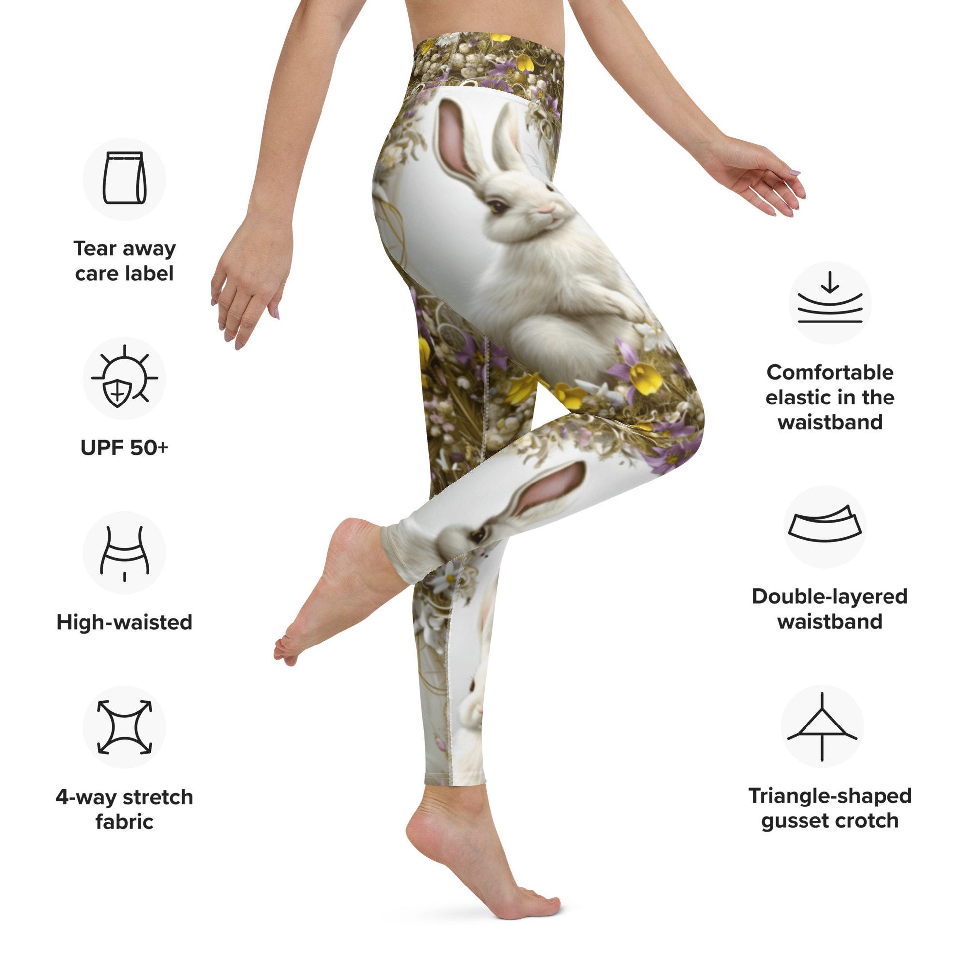 Easter, Easter bunny, Easter gift for her, high waisted Yoga Leggings