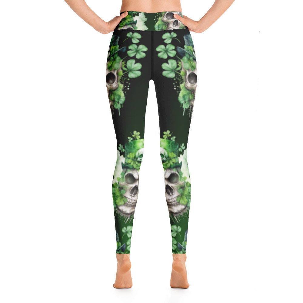 St Patrick’s Day green Skeleton Leggings, Irish leggings, womens high waisted leggings