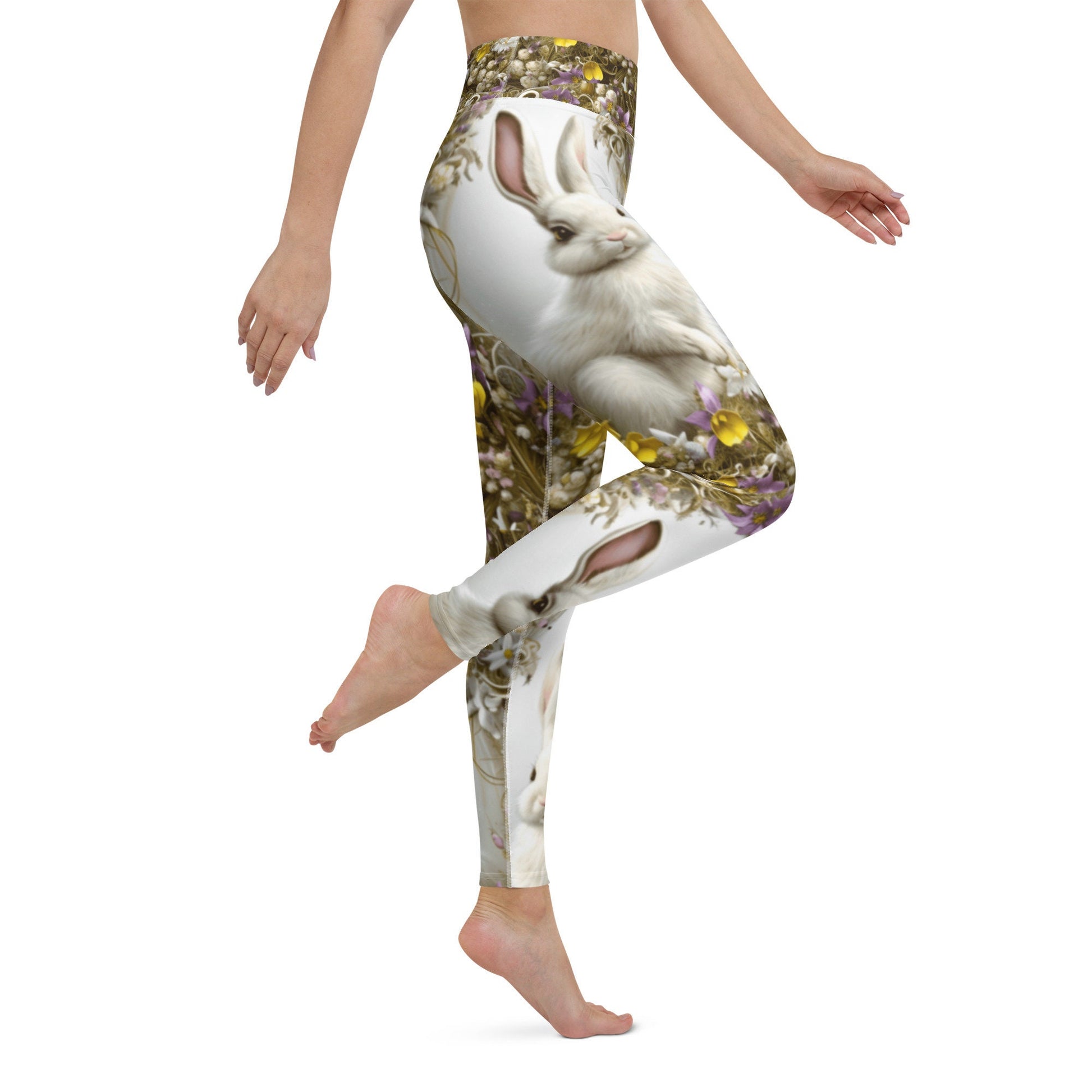 Easter, Easter bunny, Easter gift for her, high waisted Yoga Leggings