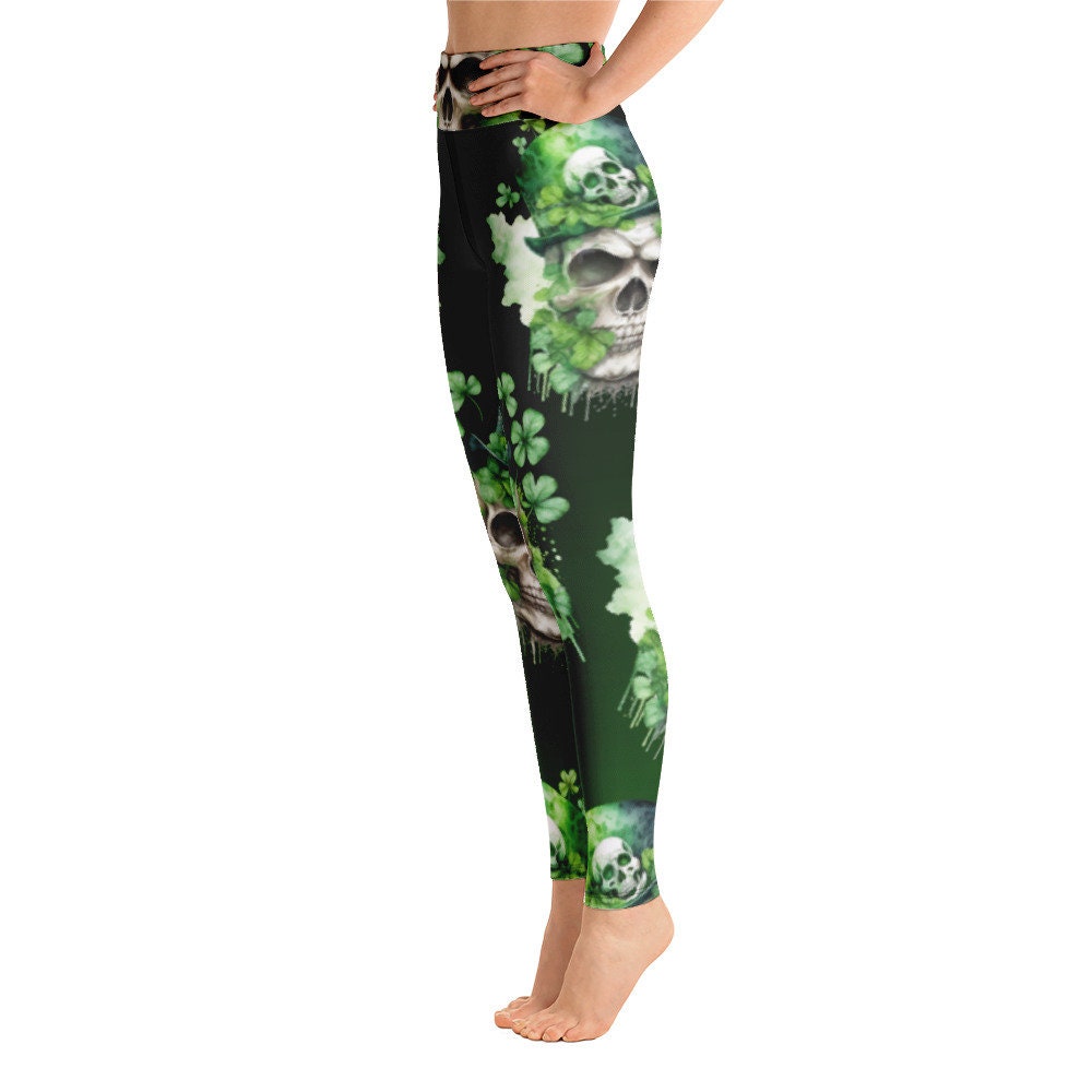 St Patrick’s Day green Skeleton Leggings, Irish leggings, womens high waisted leggings