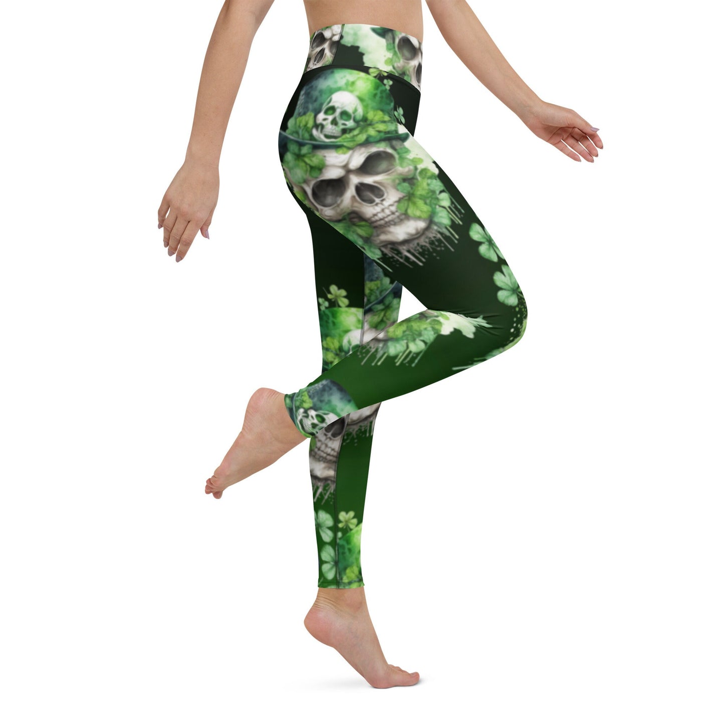 St Patrick’s Day green Skeleton Leggings, Irish leggings, womens high waisted leggings