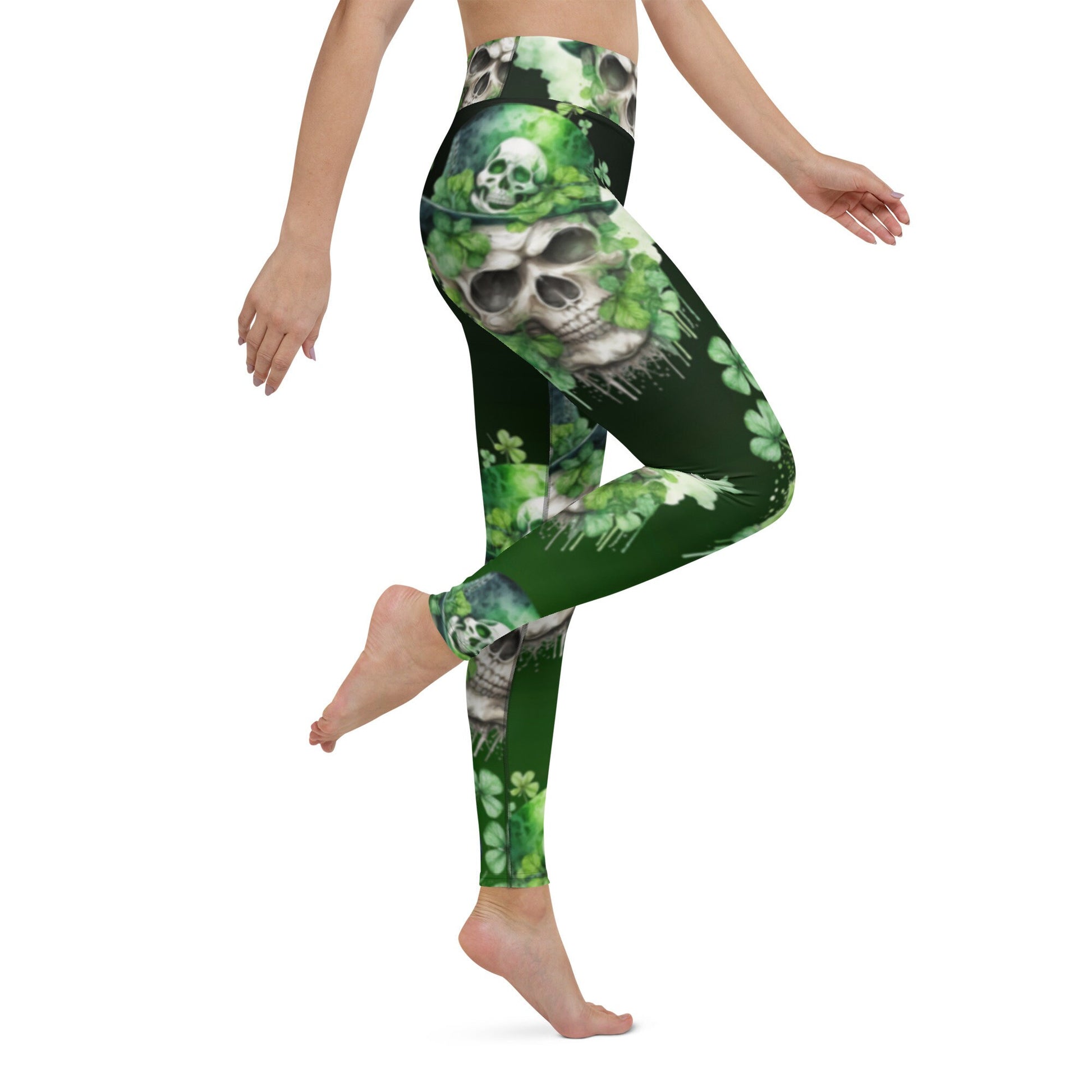 St Patrick’s Day green Skeleton Leggings, Irish leggings, womens high waisted leggings