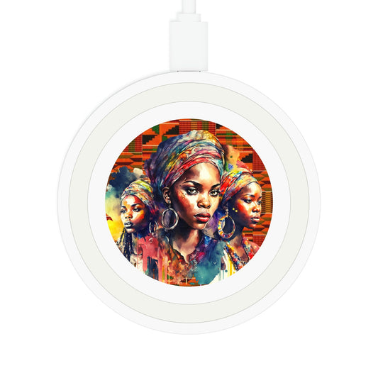 African Women Quake Wireless Charging Pad, African Pattern, African Print, Easter gift for her