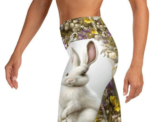 Easter, Easter bunny, Easter gift for her, high waisted Leggings, Womens leggings, happy Easter