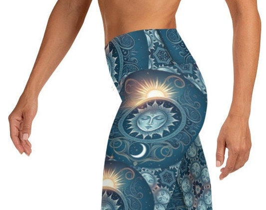 Sun and Moon leggings, Zodiac, Zodiac leggings, Zoidac sign, Womens leggings, Easter clothing, Easter gift