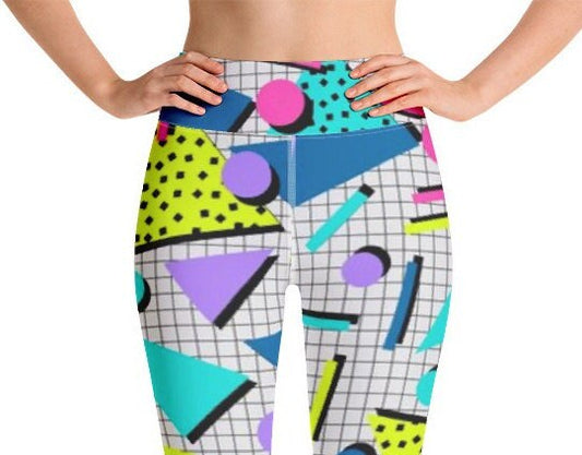 1980s retro vintage patterned leggings, girls leggings, womens leggings, teen leggings, yoga pants, exercise pants