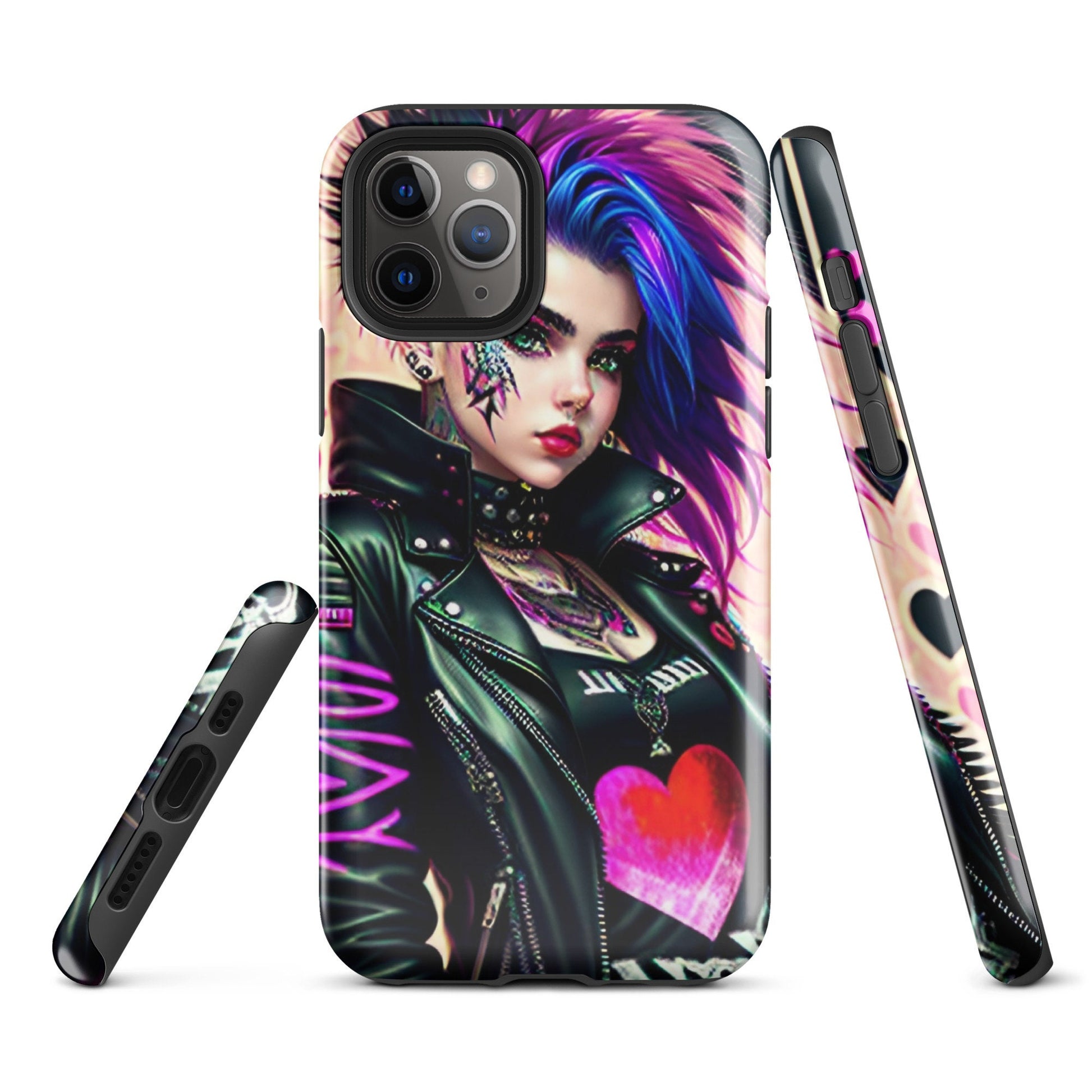 Tough Case for iPhone®, Punk rock phone Case, Emo Phone Case, Cool phone Case, iphone 14, iphone 13, iphone 12, art iphone case