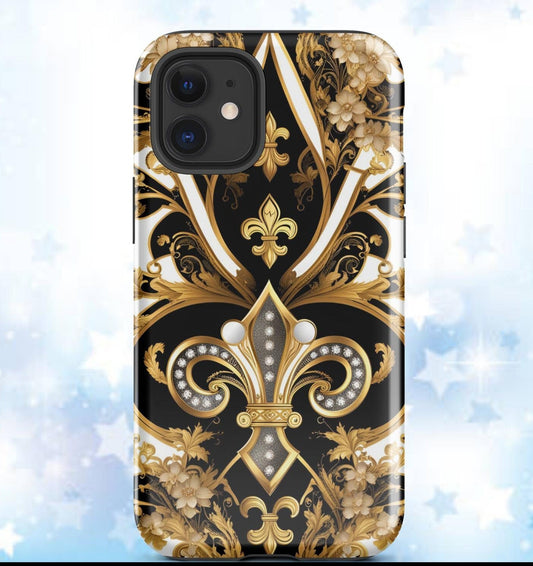 Tough Case for iPhone®, Gold and Black fleur de lis, New Orleans phone case, Louisiana iphone case, popular iphone case, bestseller phone