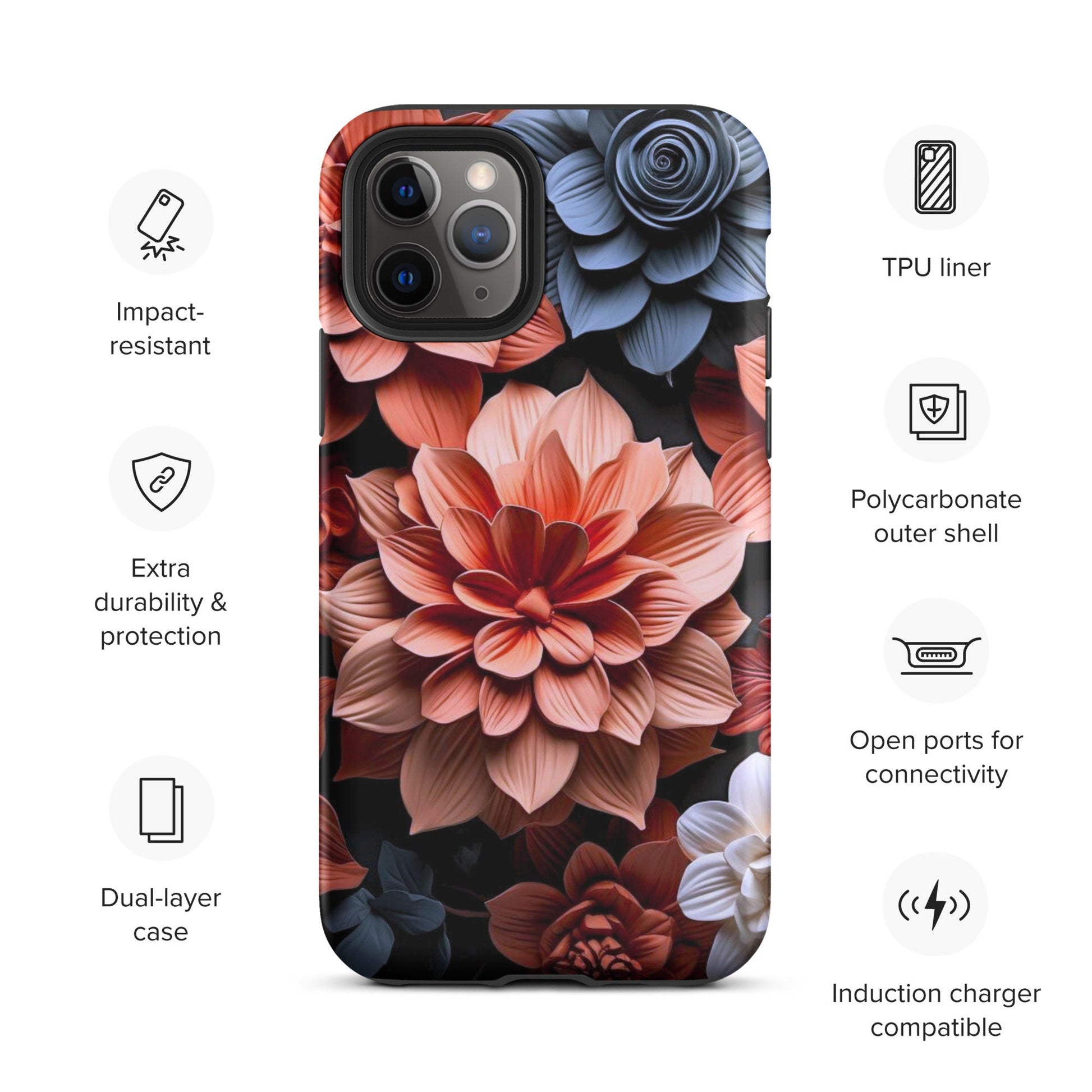 Clay Flower iphone case, impact resistant phone case, trending phone case, popular phone case, Tough Case for iPhone®