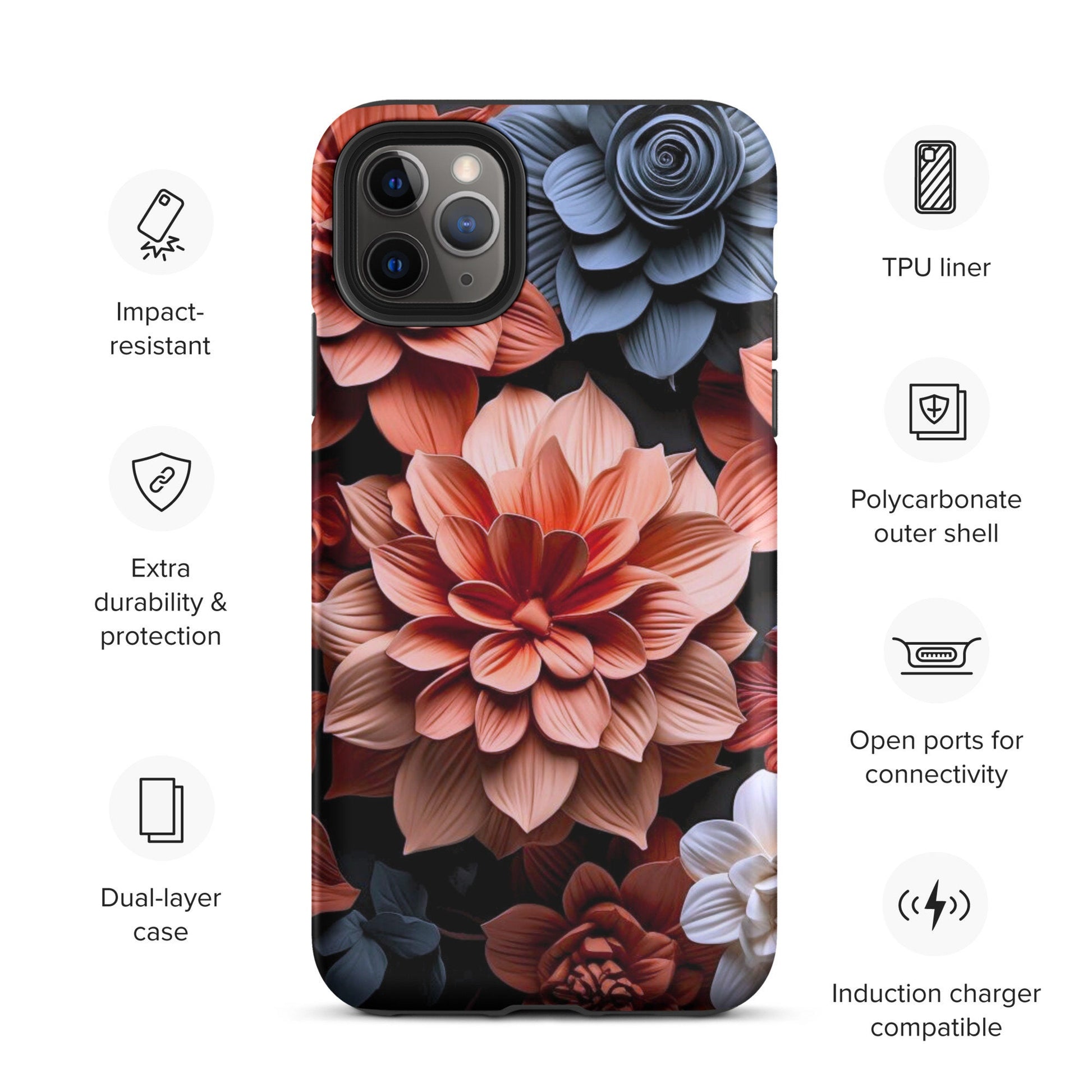 Clay Flower iphone case, impact resistant phone case, trending phone case, popular phone case, Tough Case for iPhone®