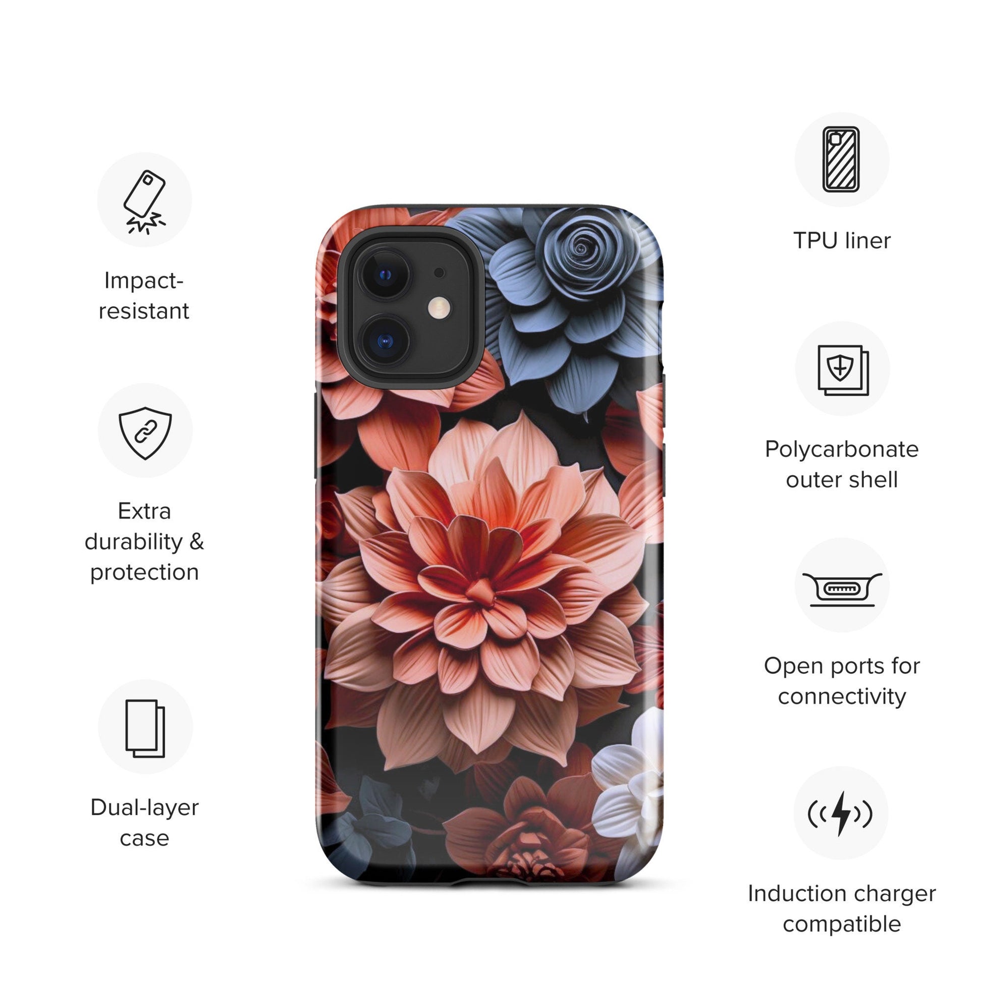 Clay Flower iphone case, impact resistant phone case, trending phone case, popular phone case, Tough Case for iPhone®