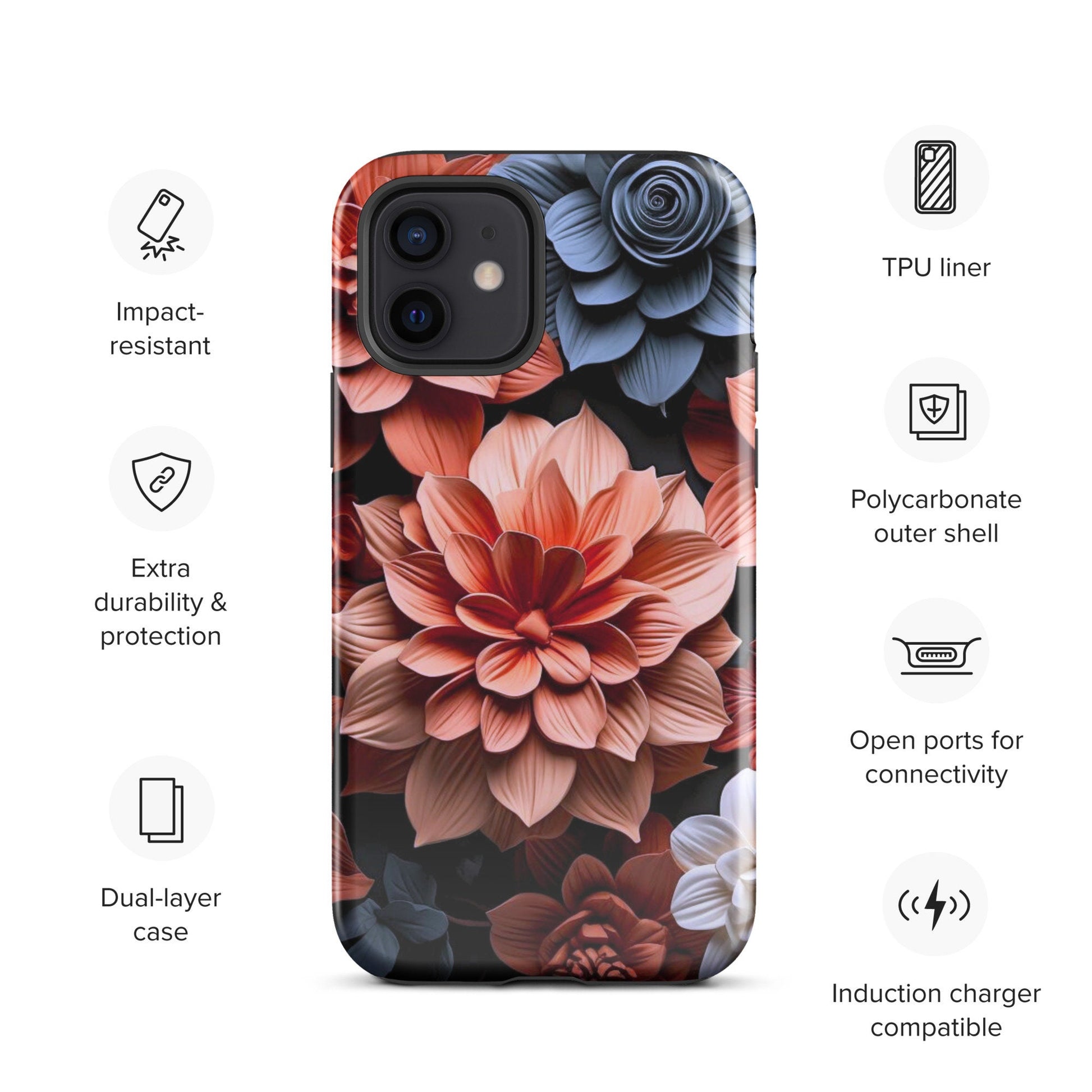 Clay Flower iphone case, impact resistant phone case, trending phone case, popular phone case, Tough Case for iPhone®
