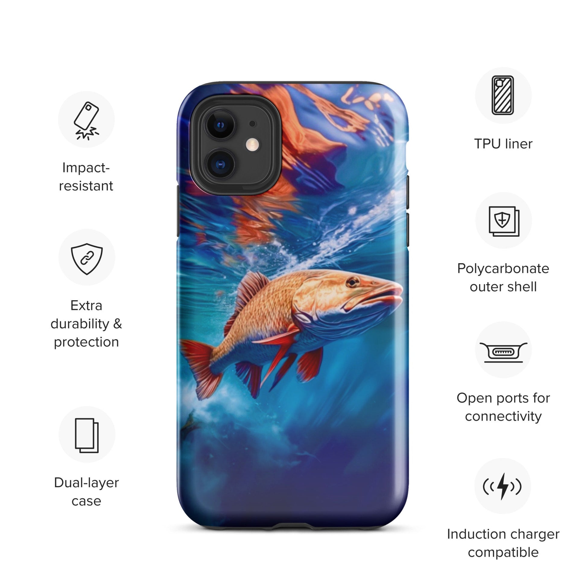 Fish cell phone case, iphone fish cell phone cover, fishing cell phone case, phone case for him, Tough Case for iPhone®