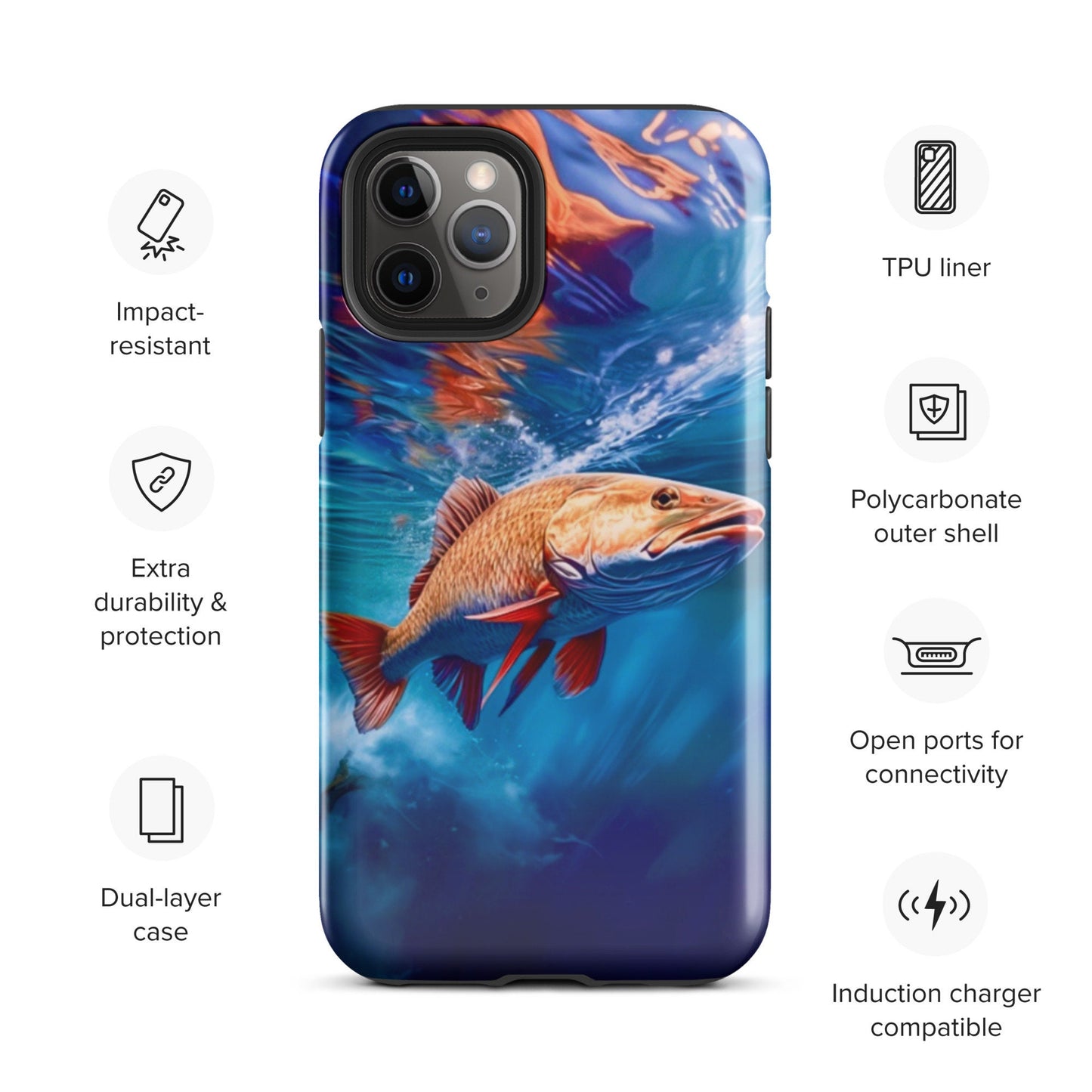 Fish cell phone case, iphone fish cell phone cover, fishing cell phone case, phone case for him, Tough Case for iPhone®