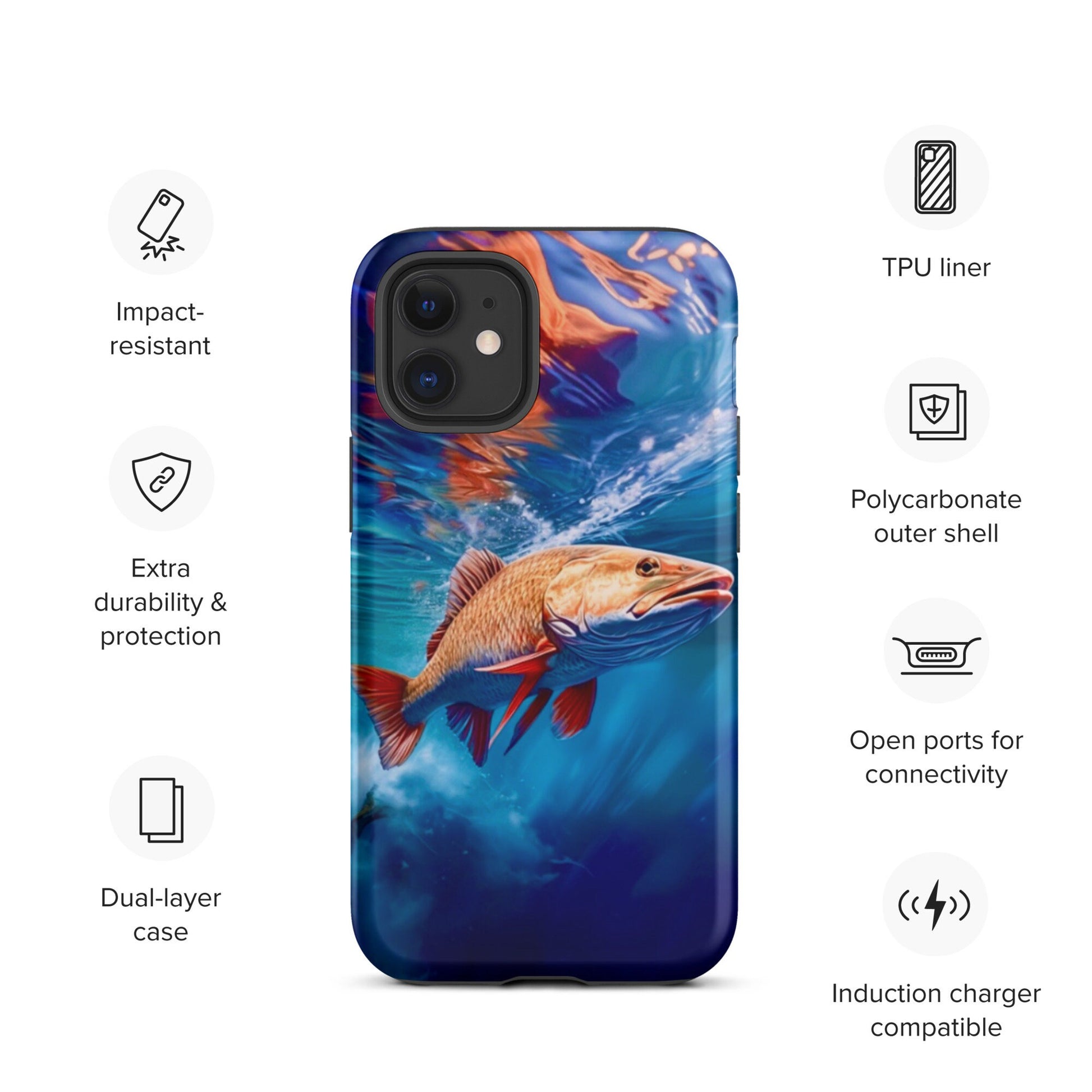 Fish cell phone case, iphone fish cell phone cover, fishing cell phone case, phone case for him, Tough Case for iPhone®
