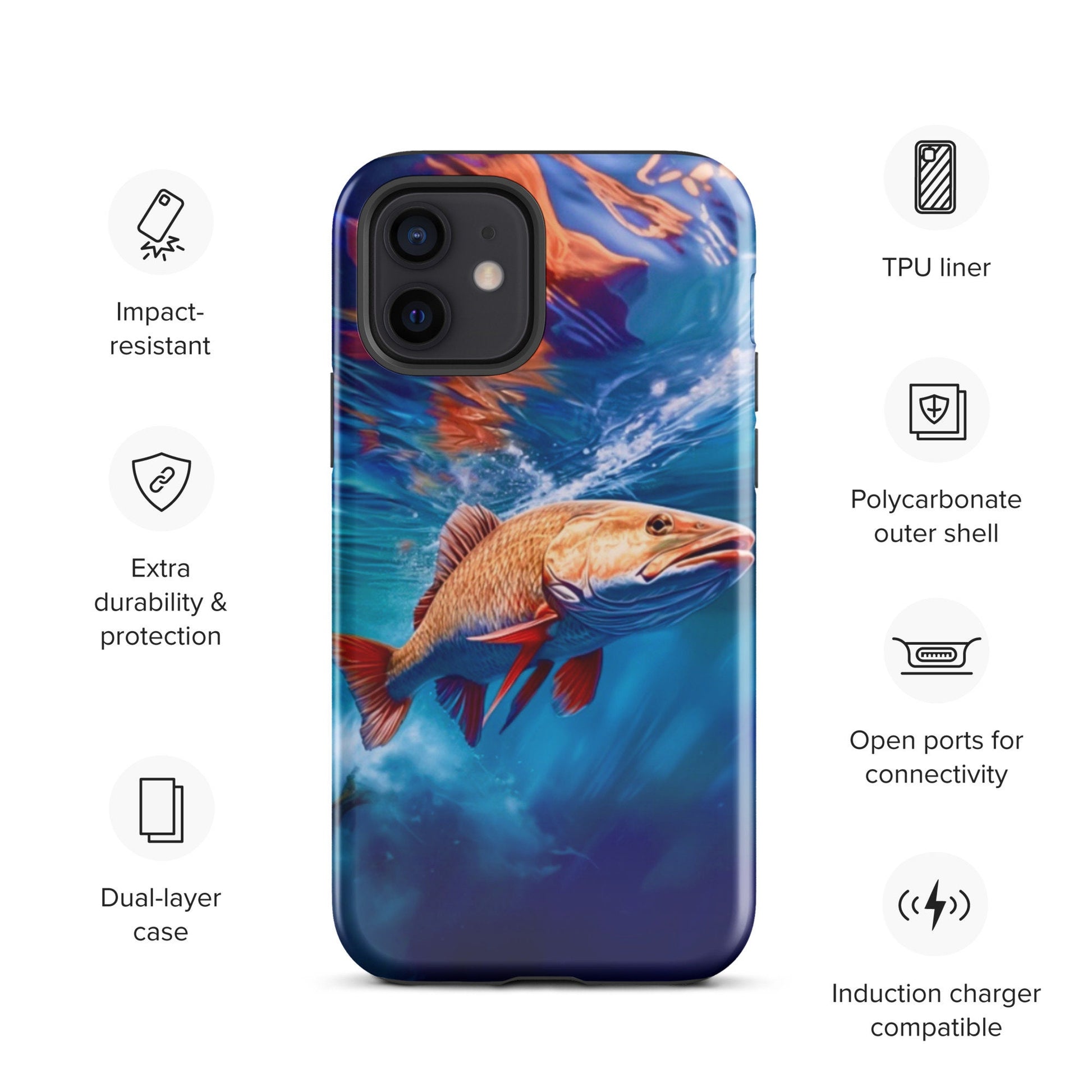 Fish cell phone case, iphone fish cell phone cover, fishing cell phone case, phone case for him, Tough Case for iPhone®