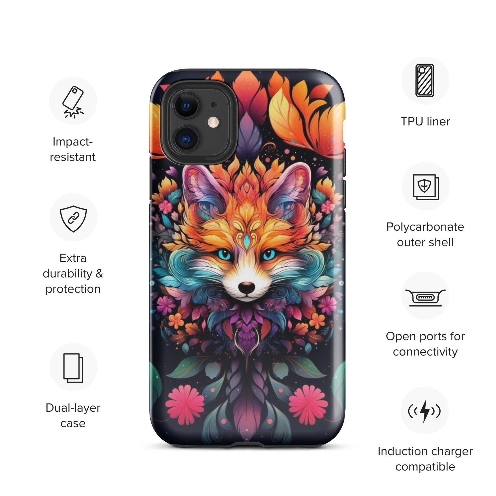 Fox phone case, popular phone case, trending phone case, animal phone case, Mandala phone case, colorful phone case, Case for iPhone®